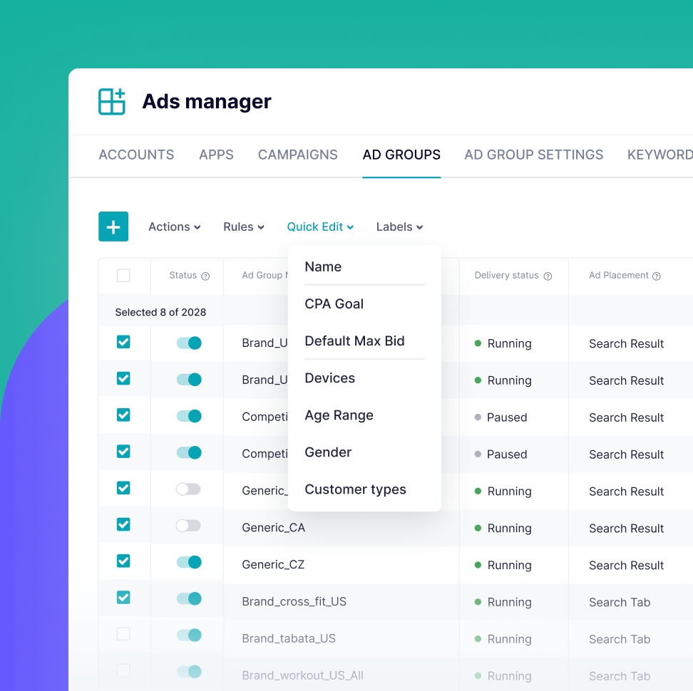 The free SplitMetrics Starter Plan Apple Search Ads Management Dashboard