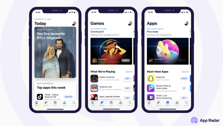 Various types of editorials on the App Store