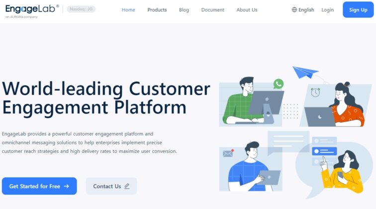 engagelab home page screen