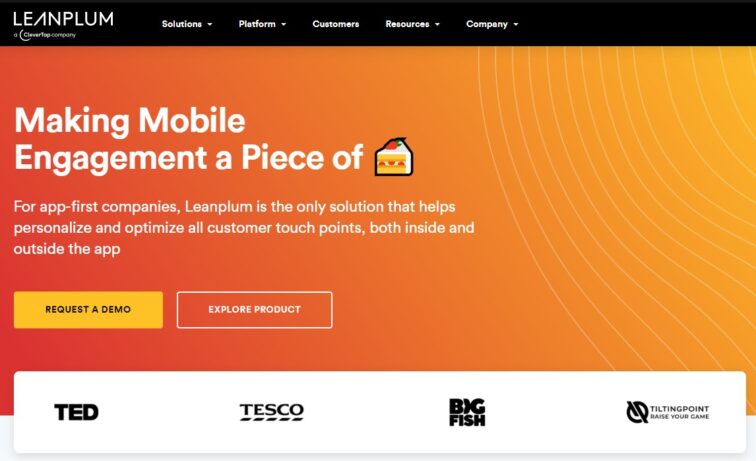 leanplum home page screen