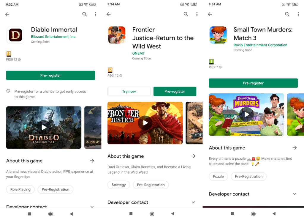Apps on pre-registration in Google Play